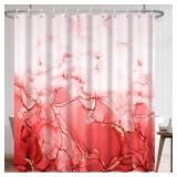 Red Shower Curtain, Abstract Marble 72x72