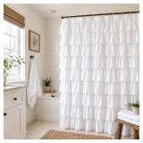 White Ruffle Shower Curtain - Farmhouse 72x72