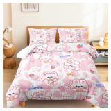 CVHOUSE Kawaii Rabbit Comforter Set, 3 Pieces