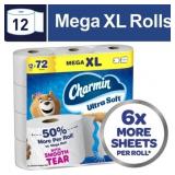 Charmin Ultra Soft Toilet Paper, 12 Mega Rolls