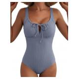 Aleumdr One-Piece Swimsuit Cutout Pink Sz XL
