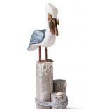 Nautical Pelican Statue - Handcrafted Wood Art
