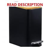 SIDIANBAN Bamboo Lid Trash Can, 1.3Gal, Black