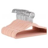 Amazon Basics Kids Velvet Hangers, 50, Blush