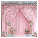 Baby Pink Backdrop Curtains, 24x10ft, 6 Panels