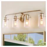 Gold Vanity Light, 31 in, 4-Light missing one ligh