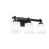 3-Light Black Vanity Light with Frosted Shades