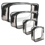 4 Pack Clear Cosmetic Bag TSA Pouch (Quart)