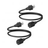 3 ft 16/3 SJTW Extension Cord, 2 Pack, Black