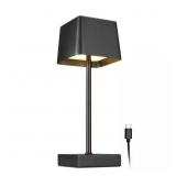 12 in. Matte Black Solar LED Table Lamp