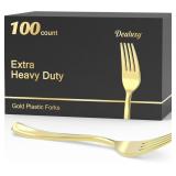 Gold Plastic Forks, Heavy Duty, 100ct