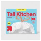 160 PCs Tall Kitchen Trash Bags, Unscented 13 Gal