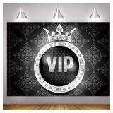 MME 10x7Ft Silver VIP Crown Backdrop ZYME0762