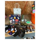 Halloween assortment: makeup, socks, crafts, Xmas