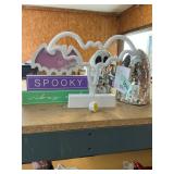 Halloween 2 sparkly ghosts bat light and sign has