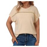 Eytino Plus Size Hollow Knit Tee Teal Sz 2X