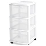 HOMZ 3-Tier Drawer Tower with No Wheels, White