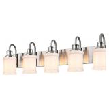 MELUCEE 5-Light Brushed Nickel Vanity Light for Ki