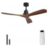 Sofucor 52" Wood Ceiling Fan, No Light