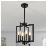 Black 4-Light Chandelier, Modern Pendant
