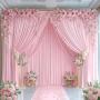 Baby Pink Backdrop Curtains, 24x10ft, 6 Panels
