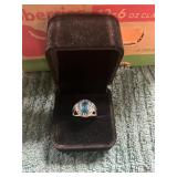 Ladies Size 6 Alloy Light Blue Gemstone Ring