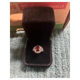 Ladies Size 7 Alloy Ruby Colored Ring