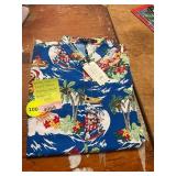 Mens L Short Sleeve Funny Santa Button Up
