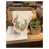 Green Depression Glass, Tablecloths, Etc