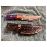Damascus Hunting Knife with Sheath