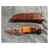 Damascus Etched Knife with Sheath