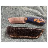 Damascus File Knife with Sheath