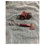 Damascus Knfe w/ Keychain/ Necklace Pouch