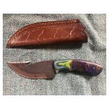 Damascus Hunting Knife with Sheath