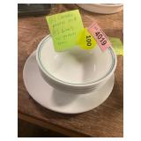 2ct Corelle Plates 5ct Bowls w/ Green Trim