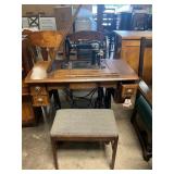 Antique Sewing Machine + Bench