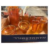 Vintage Pitcher, Glasses, Bowls