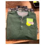 Mens Size Lg Flannel + Henley