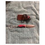 Damascus Knfe w/ Keychain/ Necklace Pouch