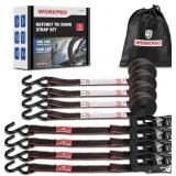 WORKPRO 1000-lb Ratchet Tie-Down Straps, 4-pk