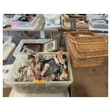 Vintage pictures, basket, kitchen ware