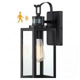 1-Light Black Motion Sensor Outdoor Lantern