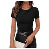 ZESICA Cowl Neck Casual Tops for Women