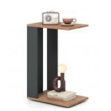 2-Tier C-Shaped Side Table with Wheels and Shelf