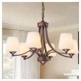 6-Light Vintage Bronze Chandelier with Shades