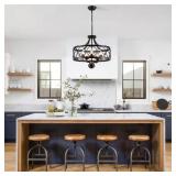 5-Light Black Modern Farmhouse Chandelier