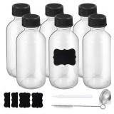 2oz 6-Pack Clear Glass Bottles with Lids