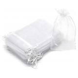 50Pcs Organza Bags 4x6in White Drawstring Bags
