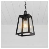 Glendale 6.75-in 1-Light Black/Clear Pendant