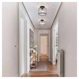 1-Light Black Semi-Flush Ceiling Light
